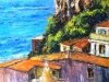 Tetti sul mare di Scilla - olio su tela 50x40 - 2021