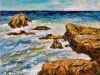 Scogli nel maestrale a Scilla - olio su tela - 40x50