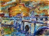 Notturno a Castel S.Angelo - t.m. su cartoncino - 30x40